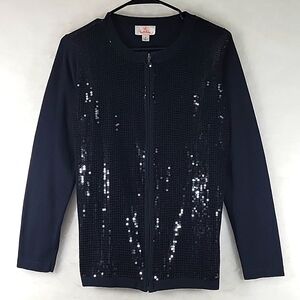 Quacker Factory Embellished Zipper closure Cardigan Size S